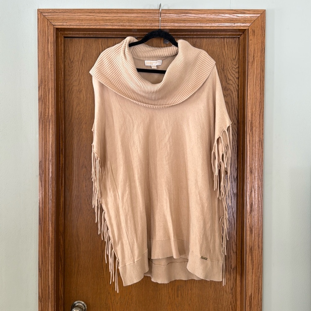 Michael kors cowl neck sweater in camel. Tassels